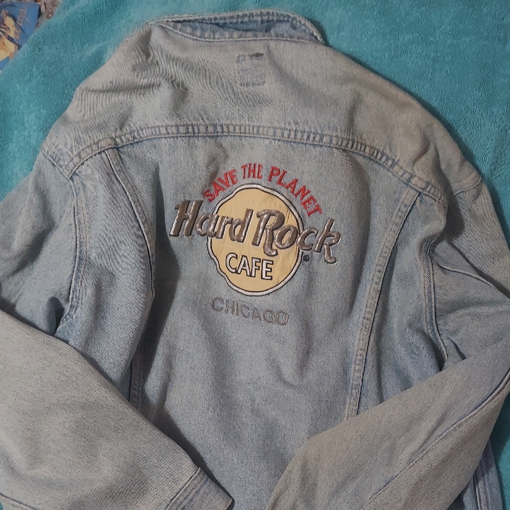 Vintage 90's Hard Rock Cafe Light Blue Denim Jacket
